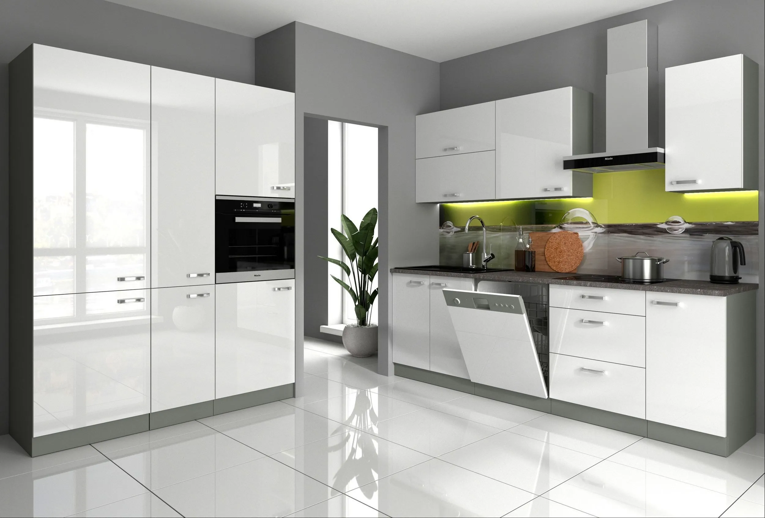 Küchenzeile Bianca I – 240 + 160 cm, zeitloses Design – Image 3