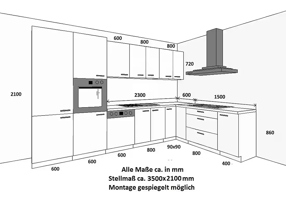 Eckküche STILO 350 x 210 cm – Moderner Landhausstil – Image 2