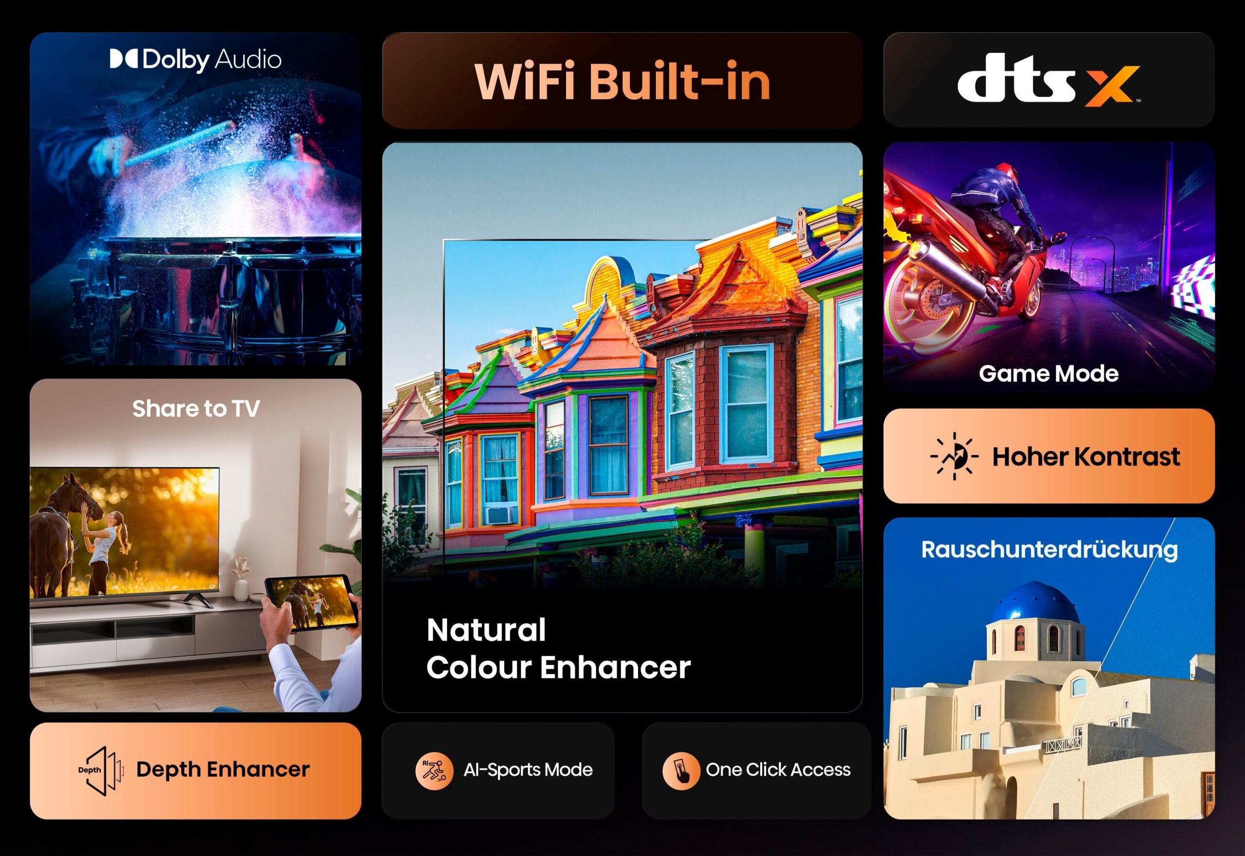 Fernseher Hisense 40E4QT – Full HD Smart TV mit VIDAA, DTS Virtual:X und AI Sports – Image 7