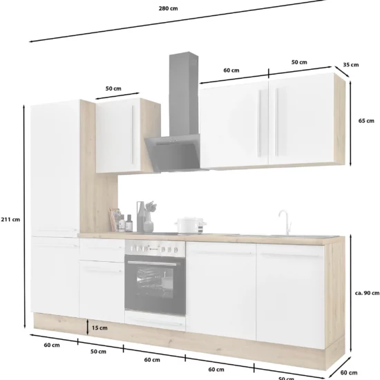 Küchenzeile KS-Florida mit 38mm starker Arbeitsplatte Breite 280 cm, – Image 3