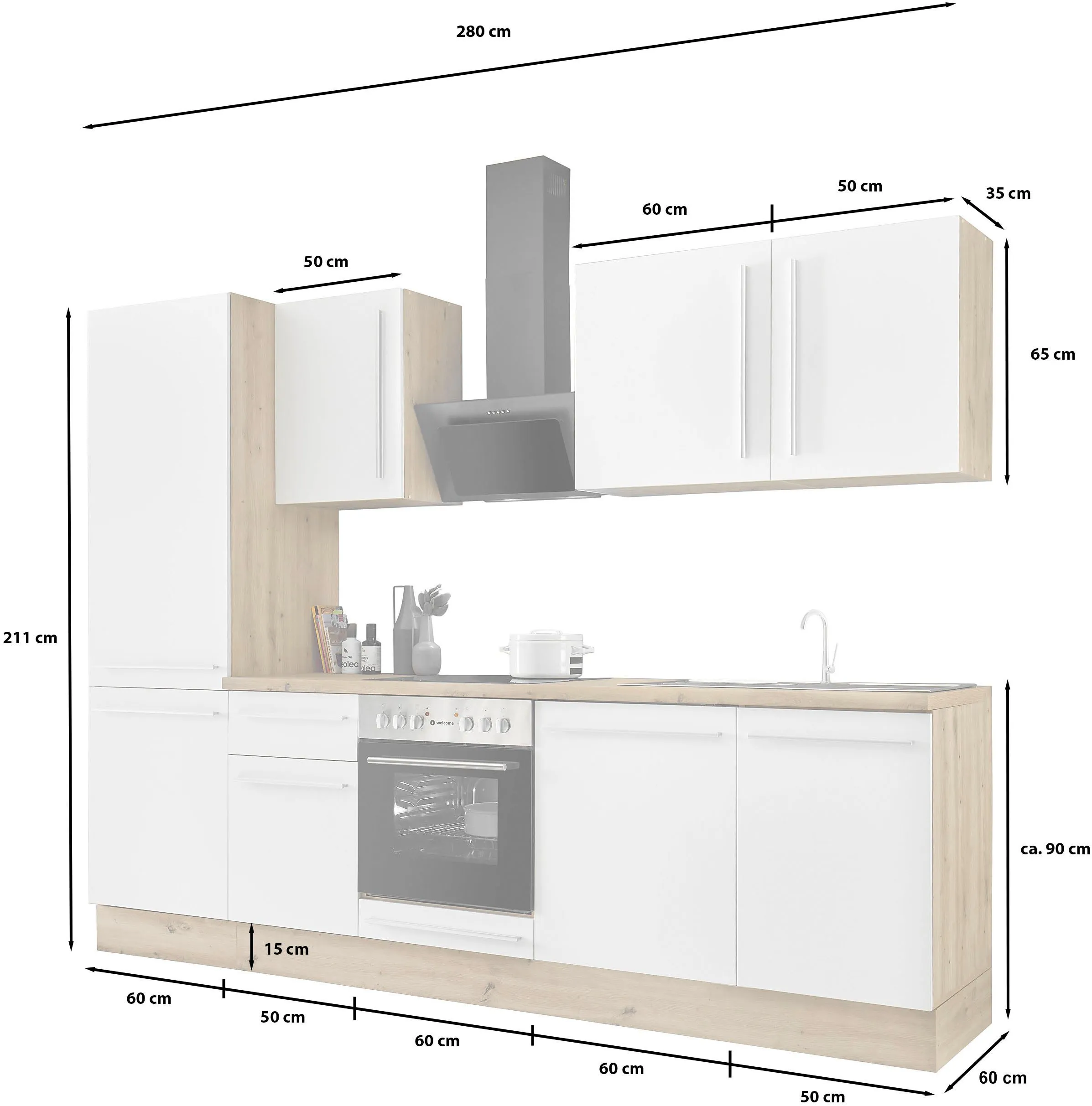 Küchenzeile KS-Florida mit 38mm starker Arbeitsplatte Breite 280 cm, – Image 3