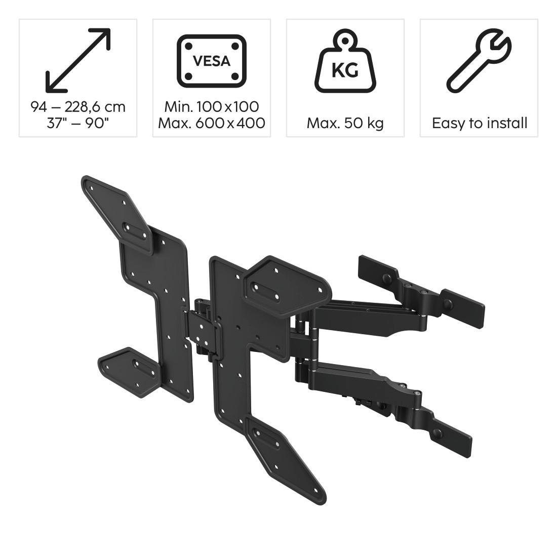 Vollbewegliche OLED-Wandhalterung – 37–90 Zoll, 120° schwenkbar, neigbar, – Image 7