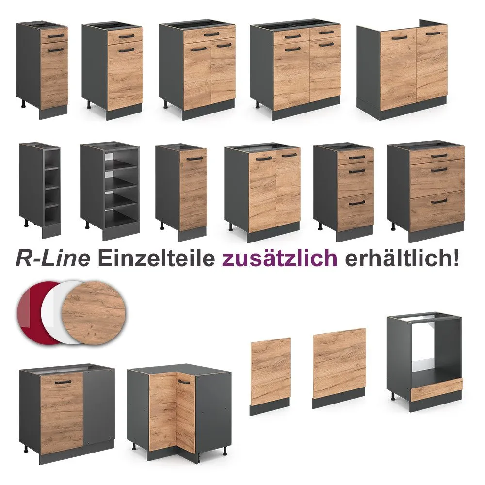 Winkelküche Rick, Anthrazit/Goldkraft Eiche, 267 x 167 cm, AP Schwarz – Image 5