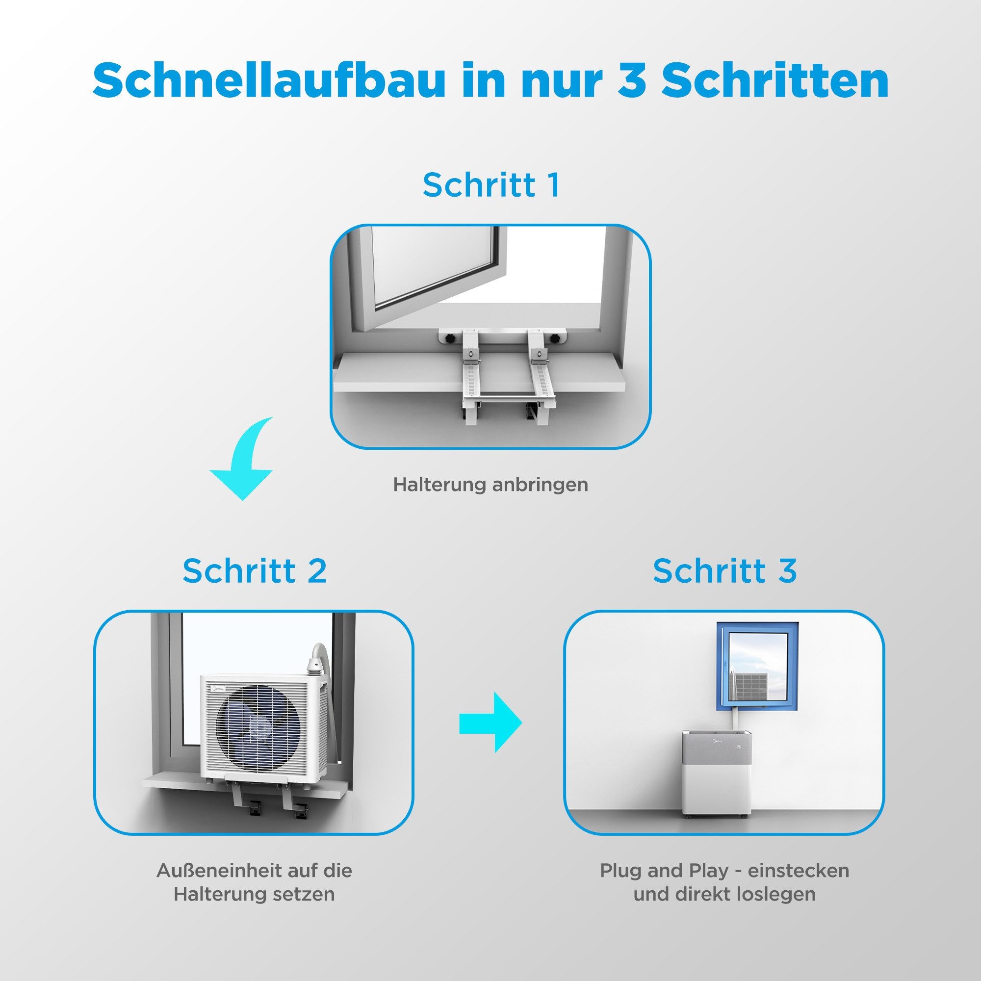 Split-Klimaanlage Midea PortaSplit Cool 8000 BTU – Flexible Plug-and-Play Kühlung ohne Montage – Image 6