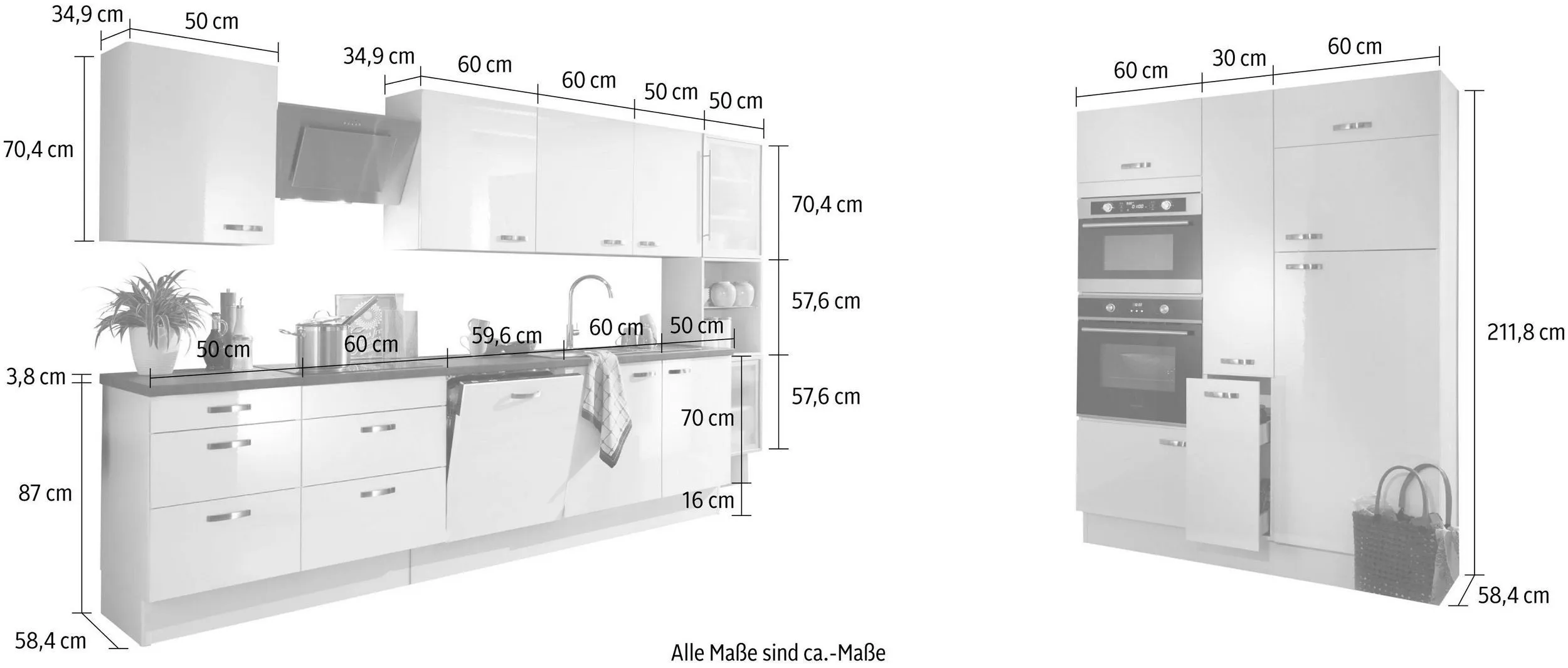 Küchenzeile KS-Cara mit Vollauszügen und Soft-Close-Funktion, Breite 480 cm – Image 5