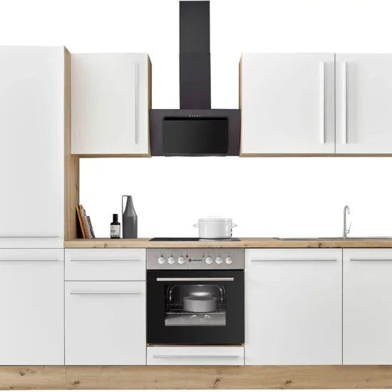Küchenzeile KS-Florida mit 38mm starker Arbeitsplatte Breite 280 cm, wahlweise mit E-Geräten, Soft-Close-Funktion
