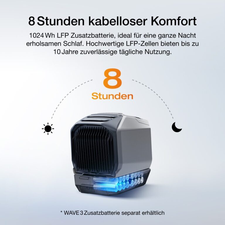 Mobile Klimaanlage EcoFlow WAVE 3 – Leistungsstarke Kühlung und Heizung für unterwegs
