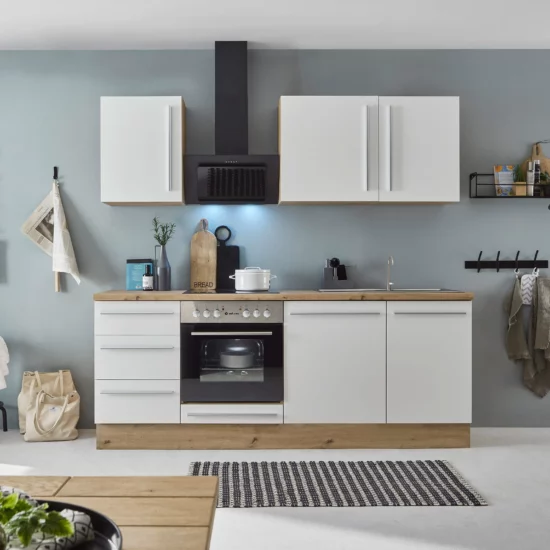 Küchenzeile KS-Florida mit 38mm starker Arbeitsplatte Breite 220 cm, wahlweise mit E-Geräten, Soft-Close-Funktion – Image 3