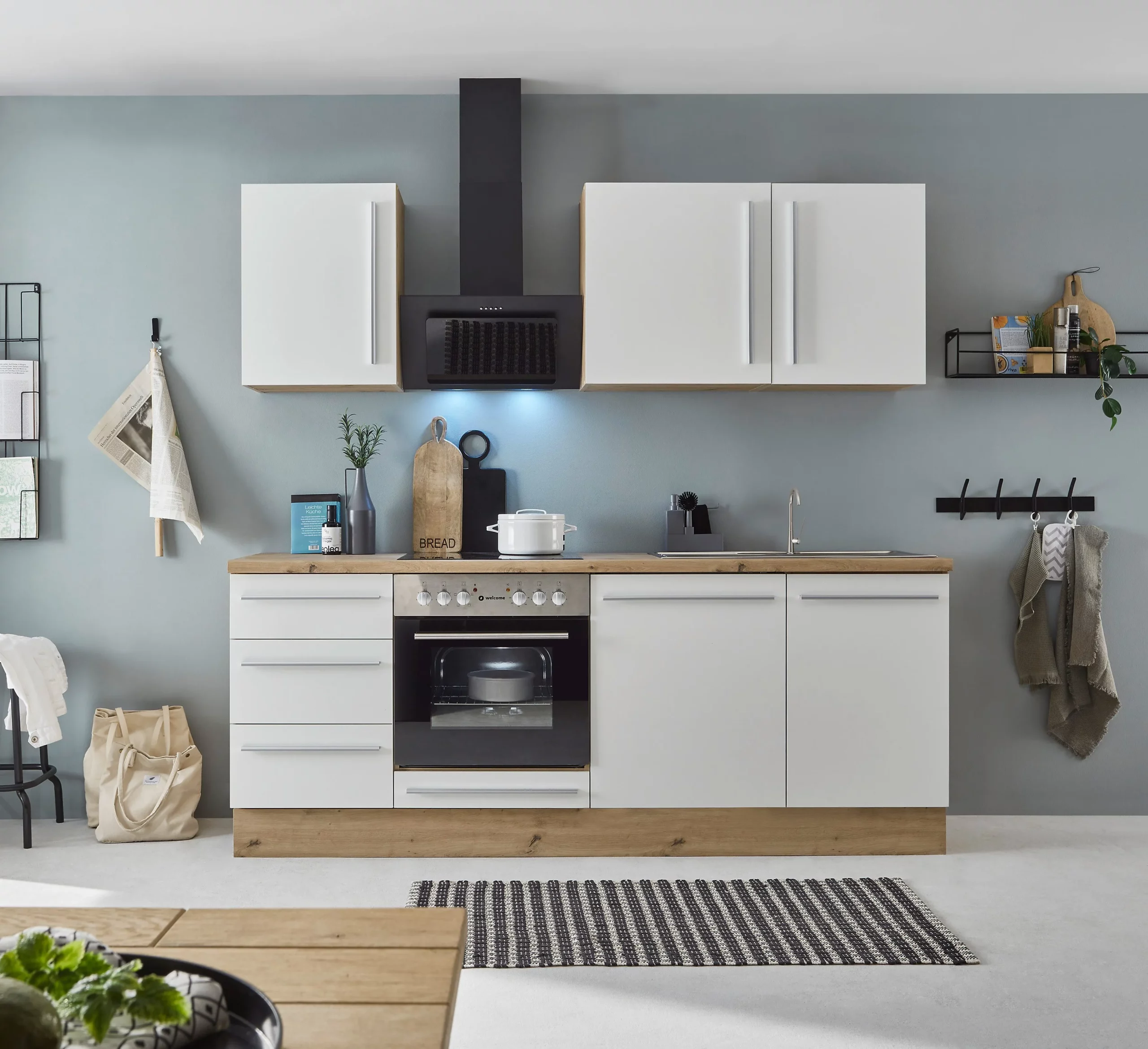 Küchenzeile KS-Florida mit 38mm starker Arbeitsplatte Breite 220 cm, wahlweise mit E-Geräten, Soft-Close-Funktion – Image 3