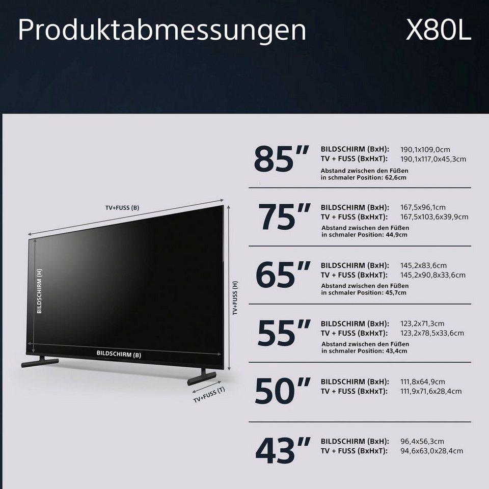 Sony KD-X85L 85 Zoll 4K Ultra HD Smart Google TV – mit Triluminos Pro, X1-Prozessor – Image 2