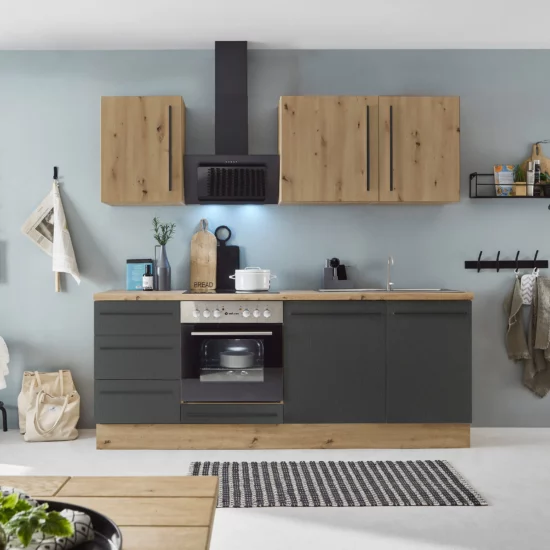 Küchenzeile KS-Florida mit 38mm starker Arbeitsplatte Breite 220 cm, wahlweise mit E-Geräten, Soft-Close-Funktion – Image 5