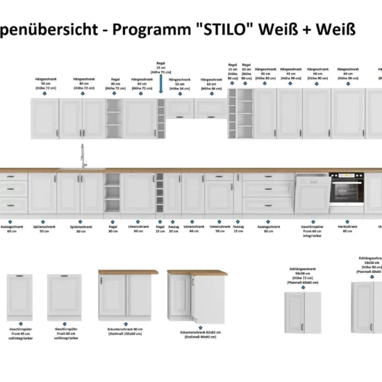 Küchenzeile STILO White 250 cm – moderner Landhausstil – Image 2