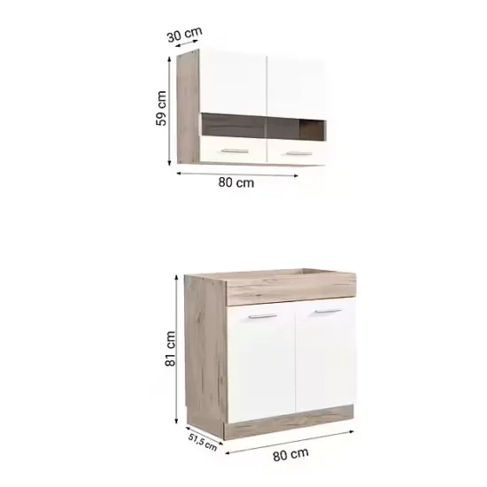 Küchenzeile 80 cm – kompakte Spülenschrankzeile in Weiß – Image 2