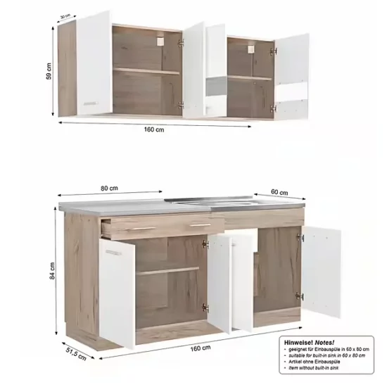 Küchenzeile 160 cm Weiß Matt – Image 2