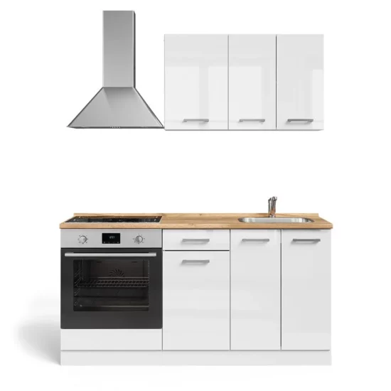 Küchenzeile Vicco R-Line 160 cm – Schwarz Hochglanz – Image 2