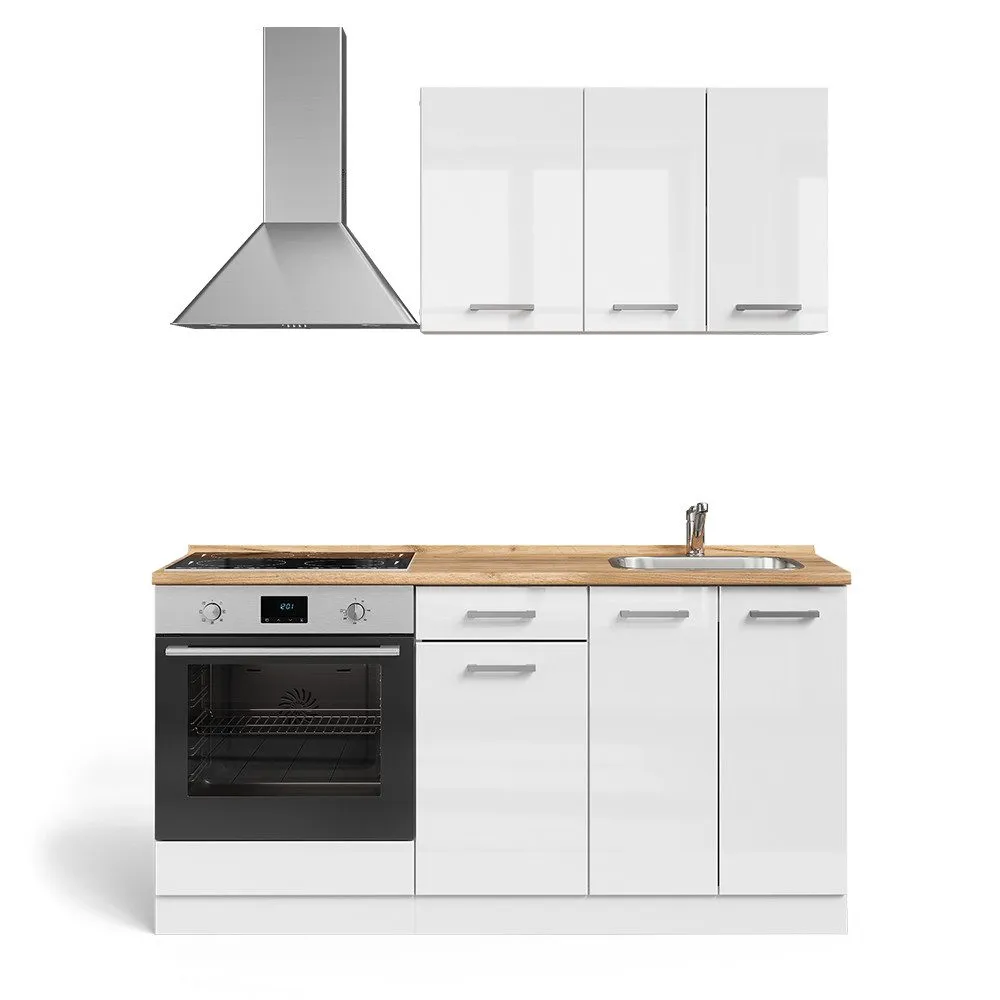 Küchenzeile Vicco R-Line 160 cm – Schwarz Hochglanz – Image 2