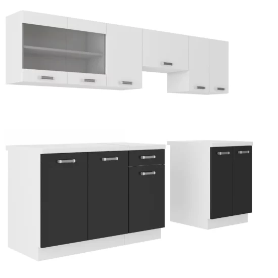 Küchenzeile Omega 240 cm – elegantes Schwarz-Weiß-Design – Image 2
