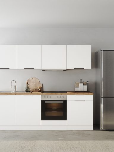 Küchenzeile KS-Cara Art.-Nr. 2914666157 – formschöne Metallgriffe, Vollauszüge und 38-mm-Arbeitsplatte von KOCHSTATION
