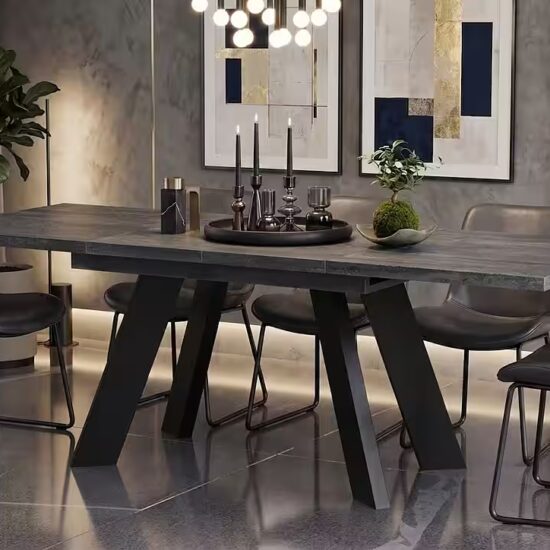 Vicco Esstisch Goldamo, Schwarz, 160-200 x 90 cm Ausziehbar (1-St) – Image 2