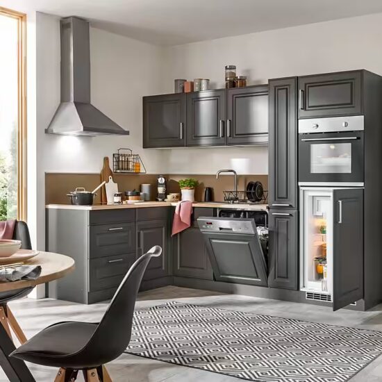 KOCHSTATION Winkelküche KS-Stockholm – Küche mit hochwertiger und detailreicher Landhausfront, Stellbreite 230x170 cm, wahlweise mit E-Geräten, MDF-Fronten – Image 2