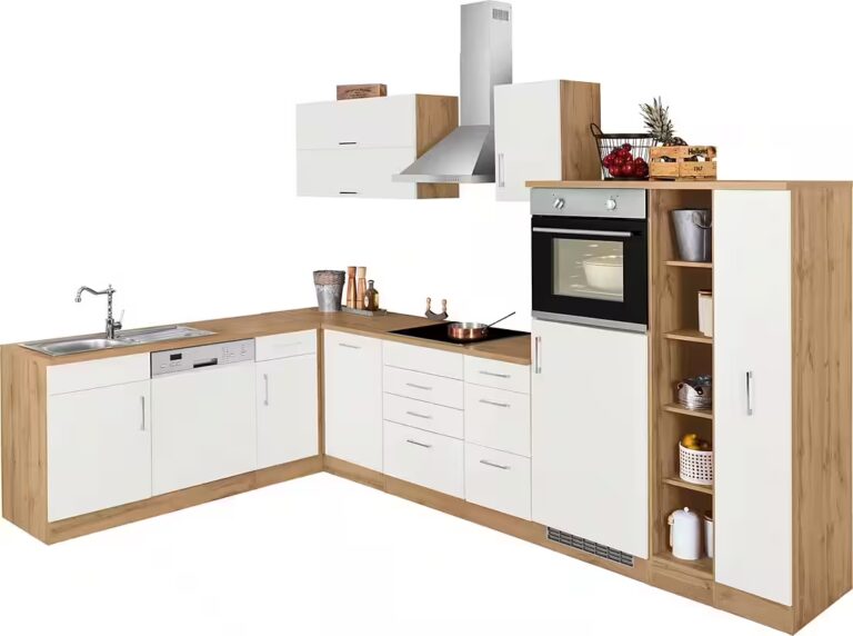 KOCHSTATION Winkelküche KS-Colmar, mit E-Geräten, Stellbreite 210/330 cm
