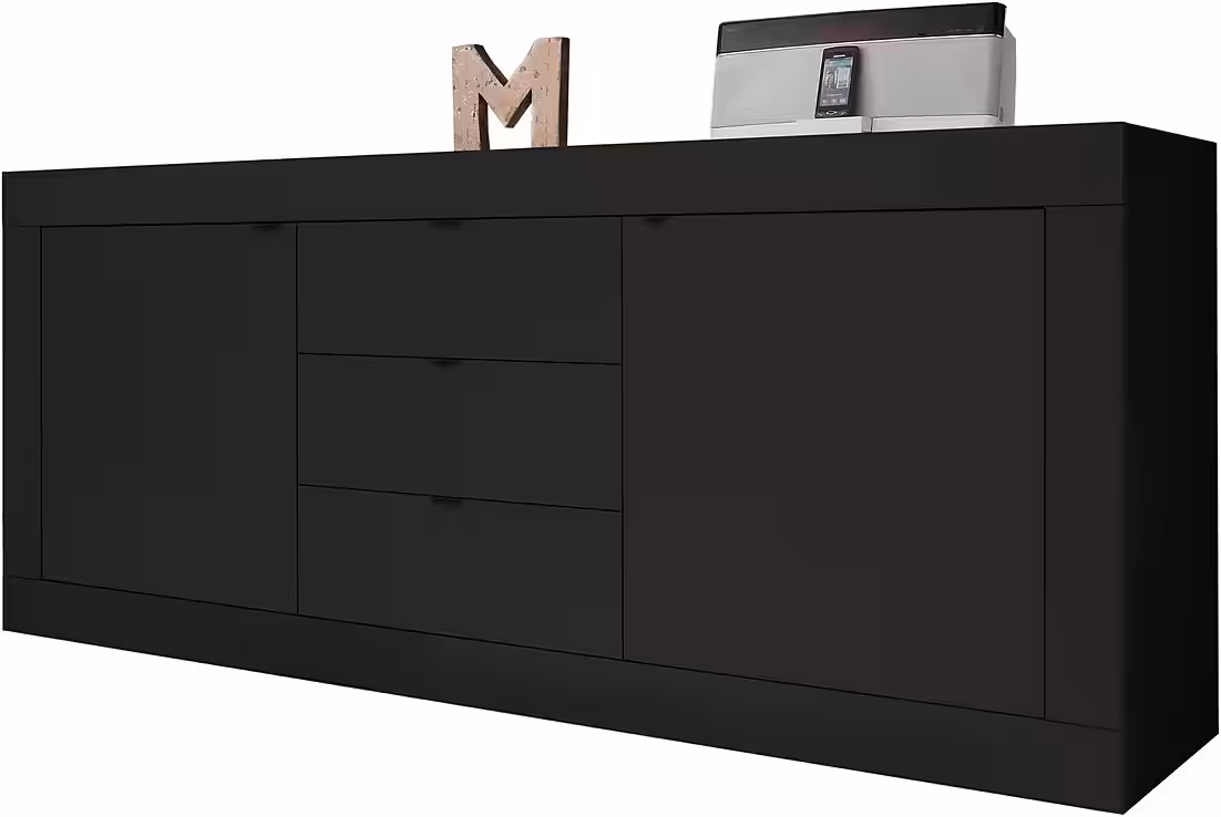 Home affaire Sideboard Basic Breite 210 cm, Kommode 2 Türen, 3 Schubkästen, Anrichte, Metallgriff, moderne Rahmenoptik, viel Stauraum, Farbauswahl – Image 3