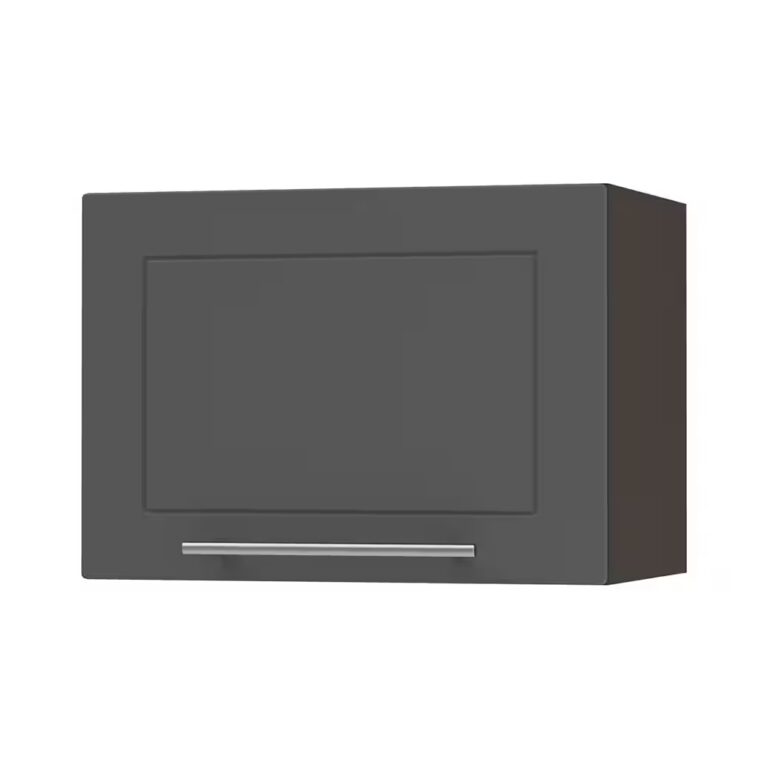 Feldmann-Wohnen Klapphängeschrank Kvantum (W4B/50, 1 Klappe mit Gasdruckdämpfer, innen 1 Fach, 1-St., moderne Matt-Optik, dekorative Fräsungen, B/T/H 50x32,5x36cm) Grau / Weiß Matt