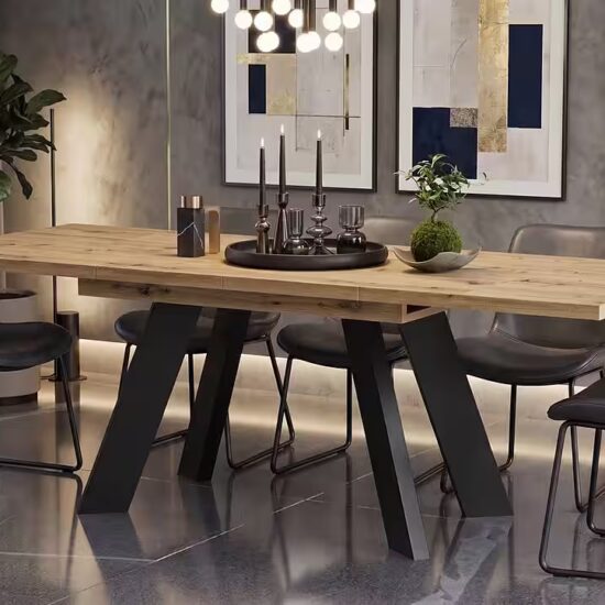 Vicco Esstisch Goldamo, Schwarz, 160-200 x 90 cm Ausziehbar (1-St) – Image 3