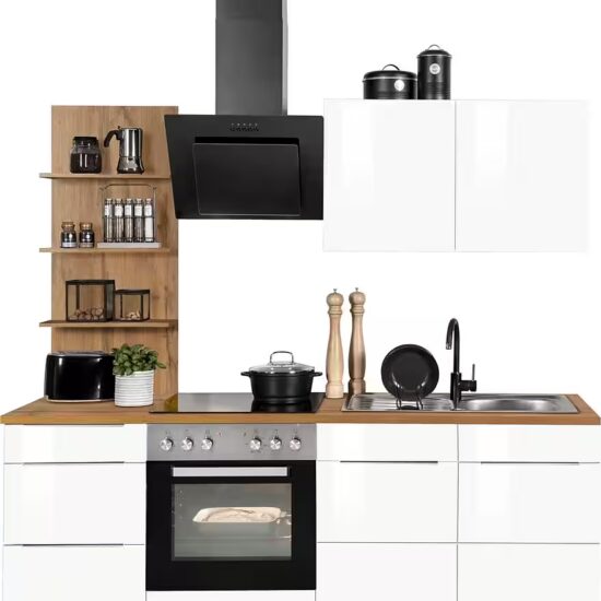 KOCHSTATION Küchenzeile KS-Brindisi, Breite 210 cm, wahlweise mit E-Geräten, mit MDF-Fronten und Regal – Image 9