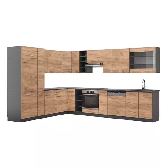 Vicco Winkelküche Fame-Line, Weiß Hochglanz/Anthrazit, 347 x 257 cm, AP Anthrazit – Image 2