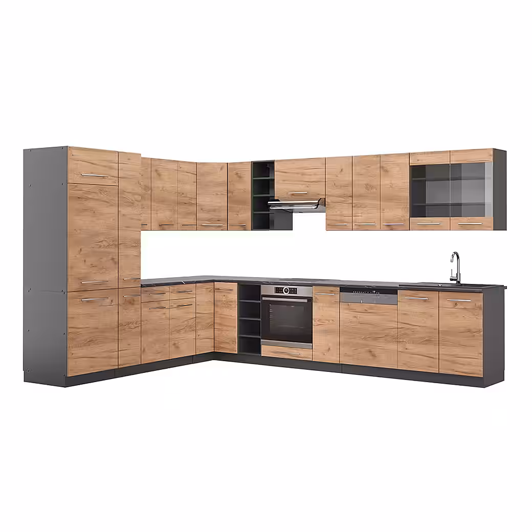 Vicco Winkelküche Fame-Line, Weiß Hochglanz/Anthrazit, 347 x 257 cm, AP Anthrazit – Image 2