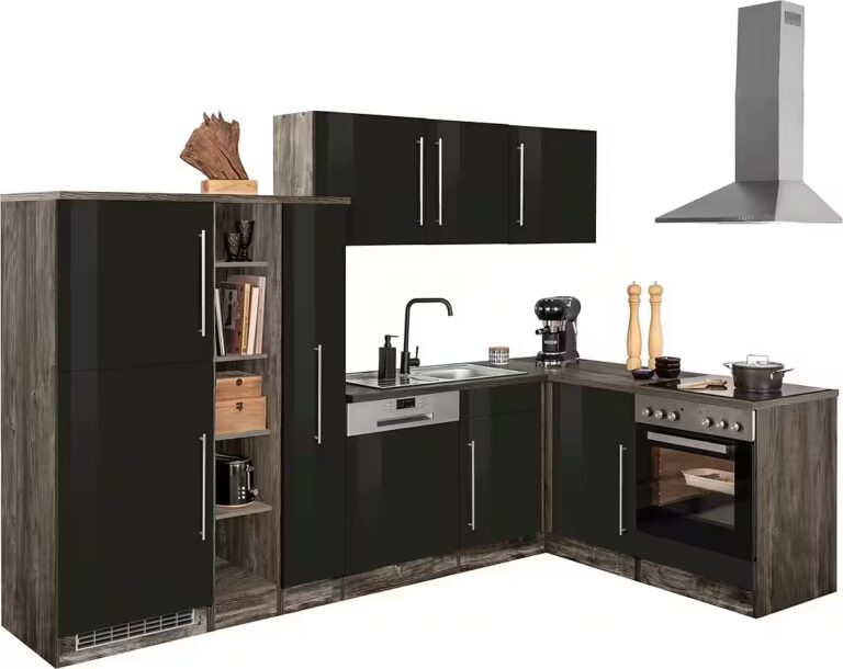 KOCHSTATION Winkelküche KS-Samos, Stellbreite 290x170 cm, wahlweise mit E-Geräten, mit Arbeitsplatte