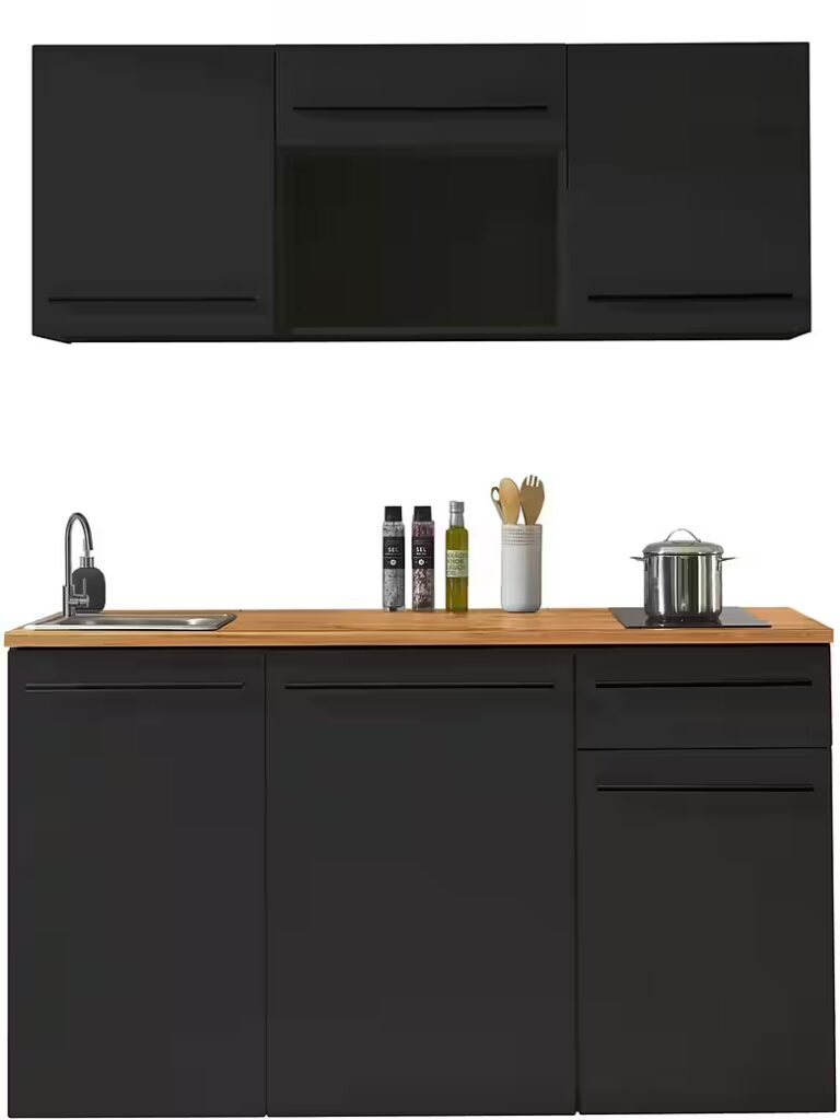 BASIC by Balculina Pantryküche Jazz Singleküche, Breite 160 cm, wahlweise mit E-Geräten und Mikrowelle