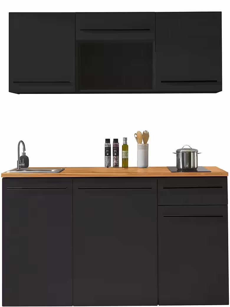 BASIC by Balculina Pantryküche Jazz Singleküche, Breite 160 cm, wahlweise mit E-Geräten und Mikrowelle – Image 9