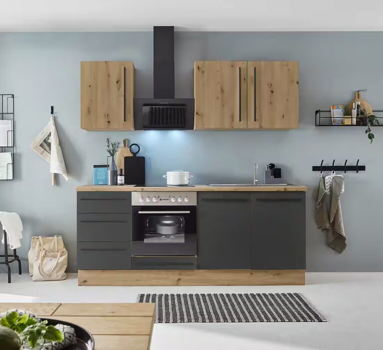KOCHSTATION Küchenzeile KS-Florida mit 38mm starker Arbeitsplatte, Breite 210 cm, wahlweise mit E-Geräten, Soft-Close-Funktion