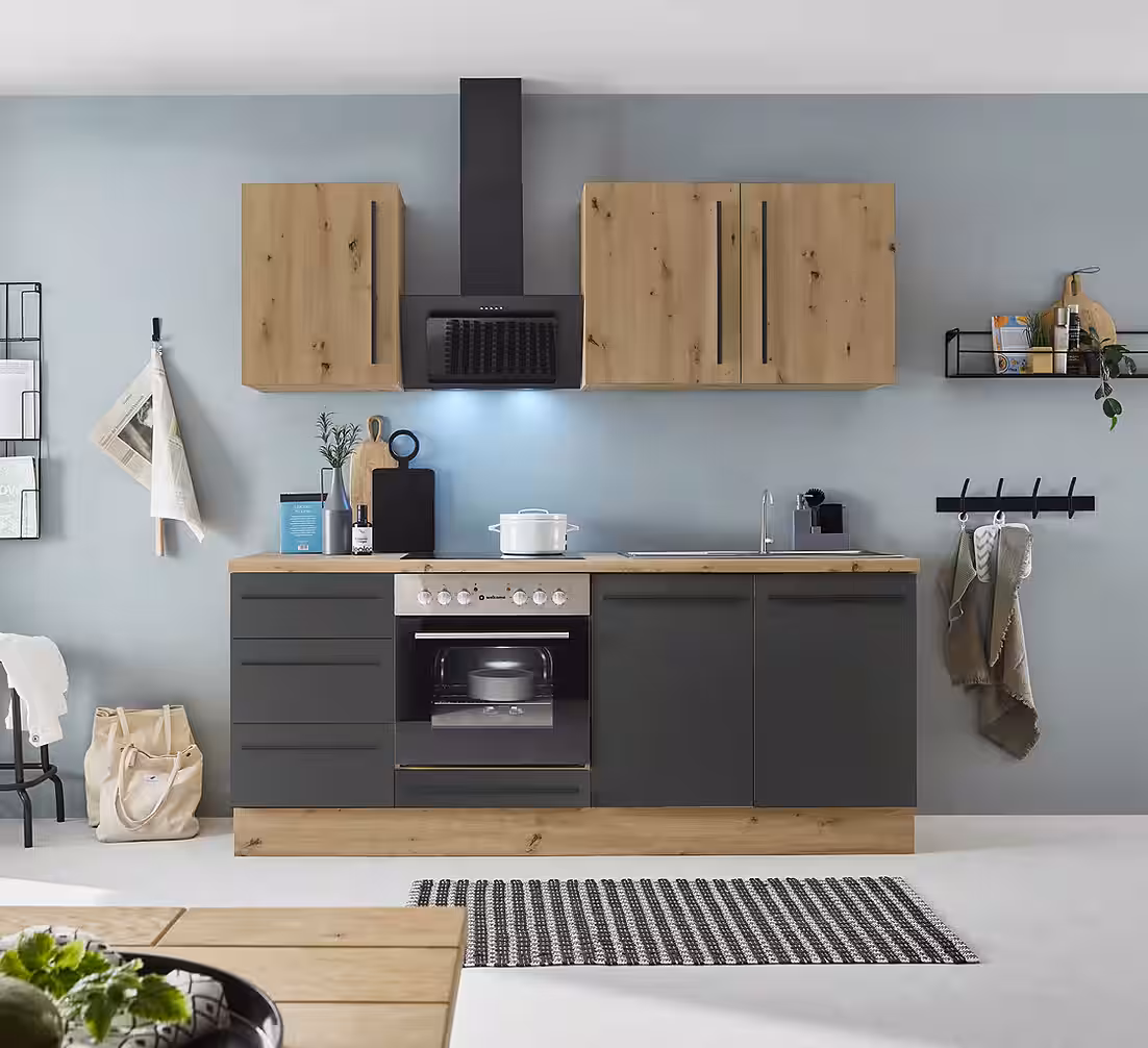 KOCHSTATION Küchenzeile KS-Florida mit 38mm starker Arbeitsplatte, Breite 210 cm, wahlweise mit E-Geräten, Soft-Close-Funktion – Image 4