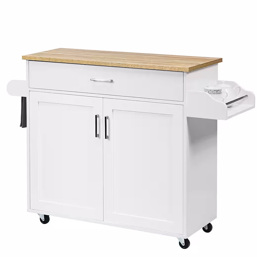 COSTWAY Küchenwagen, Servierwagen mit Arbeitsplatte & Handtuchhalter, Rollen – Image 2
