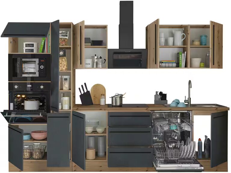 KOCHSTATION Küchenzeile Florida, Breite 310 cm, wahlweise mit E-Geräten,Softclose für Türen/Schubkästen