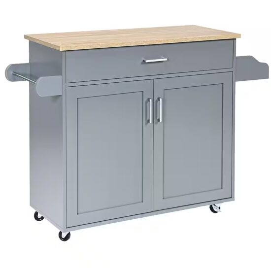 COSTWAY Küchenwagen, Servierwagen mit Arbeitsplatte & Handtuchhalter, Rollen – Image 5