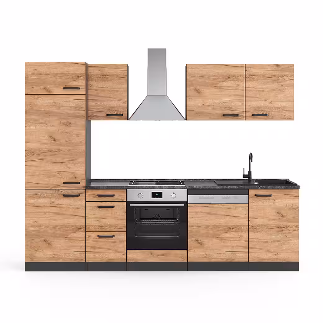 Vicco Küchenzeile Optima, Anthrazit Hochglanz/Weiß, 270 cm ohne Arbeitsplatte – Image 2