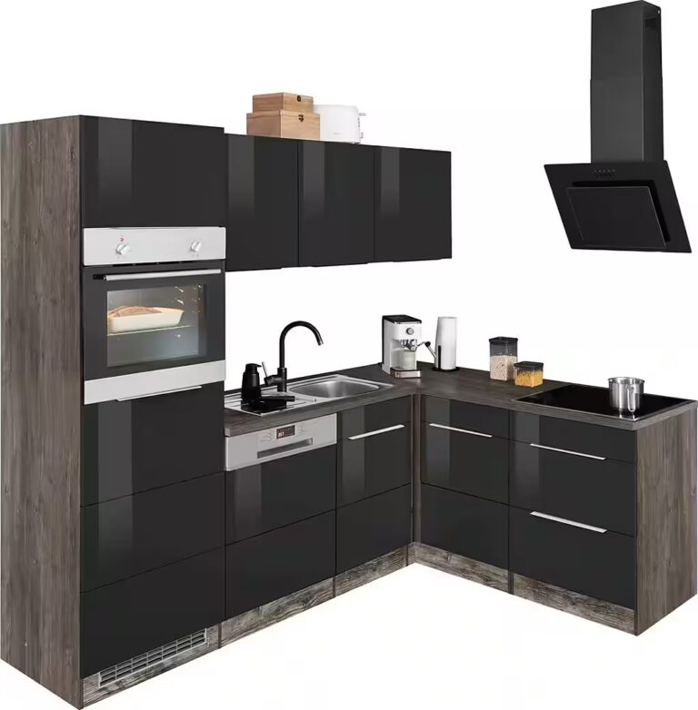 KOCHSTATION Winkelküche KS-Brindisi, Stellbreite 230/170 cm, wahlweise mit E-Geräten, mit MDF-Fronten