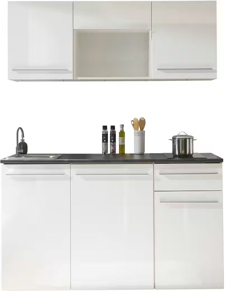 BASIC by Balculina Pantryküche Jazz Singleküche, Breite 160 cm, wahlweise mit E-Geräten und Mikrowelle