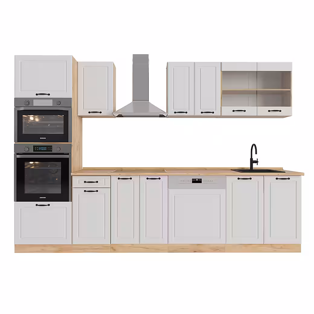 Vicco Küchenzeile R-Line, Anthrazit Hochglanz/Goldkraft Eiche, 300 cm mit Hochschrank... – Image 5