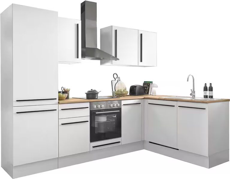 BASIC by Balculina Winkelküche Denver, Küche BxHxT 280/115 x 211 x 60, Breite 280 cm, wahlweise mit E-Geräten und Induktion