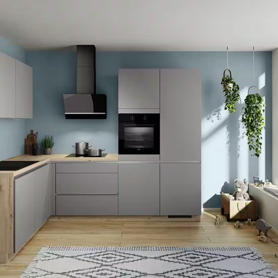 IMPULS KÜCHEN Winkelküche "Dublin", Anti Fingerprint Oberfläche, Schubkästen mit Soft-Close, vormontiert, wahlweise mit E-Geräten, mit Vollauszug, Breite 460 cm – Image 9