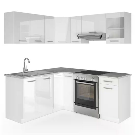 Vicco Winkelküche Rick, Edelgrau/Weiß, 187 x 167 cm, AP Marmor – Image 10