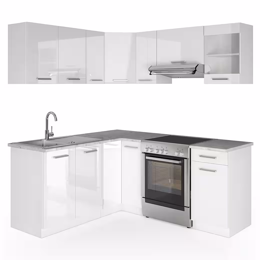 Vicco Winkelküche Rick, Edelgrau/Weiß, 187 x 167 cm, AP Marmor – Image 10