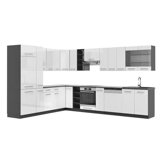 Vicco Winkelküche Fame-Line, Weiß Hochglanz/Anthrazit, 347 x 257 cm, AP Anthrazit – Image 4