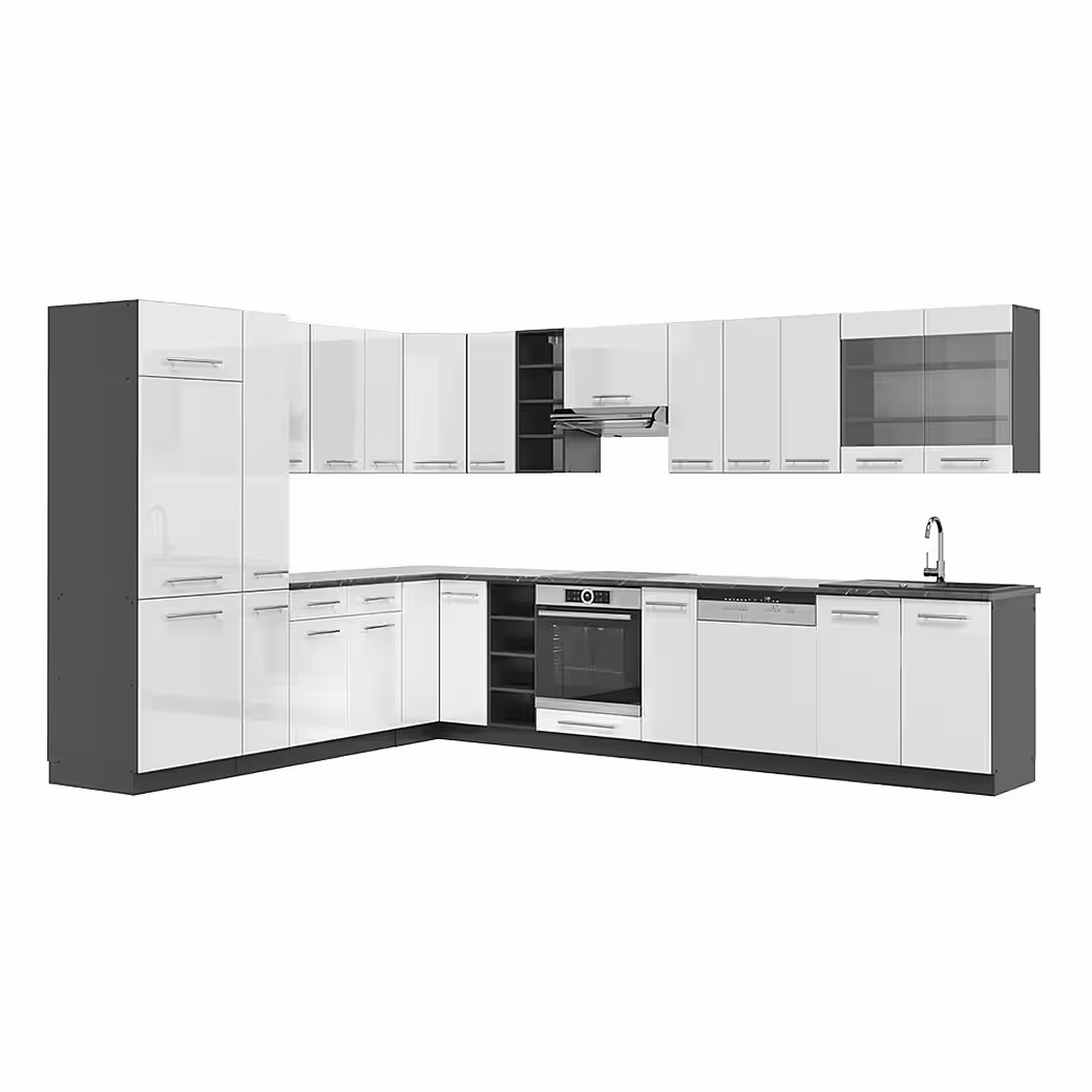 Vicco Winkelküche Fame-Line, Weiß Hochglanz/Anthrazit, 347 x 257 cm, AP Anthrazit – Image 4