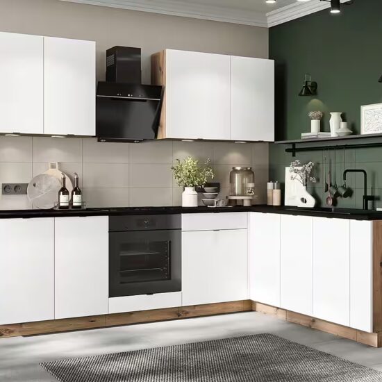 Möbel für Dich Winkelküche moderne Eckküche in L-Form Gianna 260x200 cm, weiß, 9-teilig – Image 9